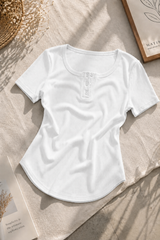 Bottom curved henley half sleeves