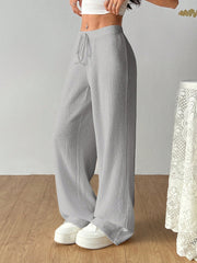 Ribbed Wide Leg Summer Trouser