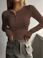 Round Neck Knitted Henley