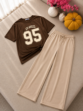 Brown Drop Shoulder & Beige Flapper Trouser