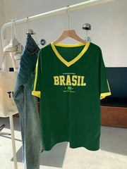 V-Neck Oversized T-Shirt | Printed