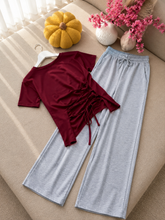 Corset Maroon T-Shirt & Grey Flapper Trouser