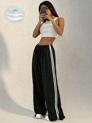 Side Strip Casual Wide Leg Trouser