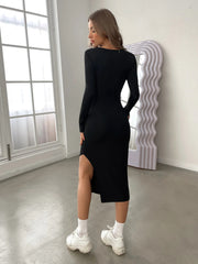 Sweetheart Neck Split Thigh Dress