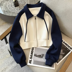 Contrast Collar Crop Zipper
