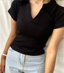 Ribbed V-Polo