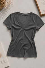 V-Neck Ribbed Fitted Top