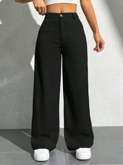 High-Waisted Ripped Wide Leg Jeans