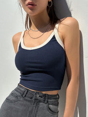 Contrast Ribbed Tank