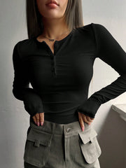 Round Neck Knitted Henley