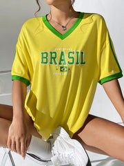 V-Neck Oversized T-Shirt | Printed