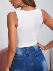 Ladies' Solid Color Asymmetrical Hem Tank Top