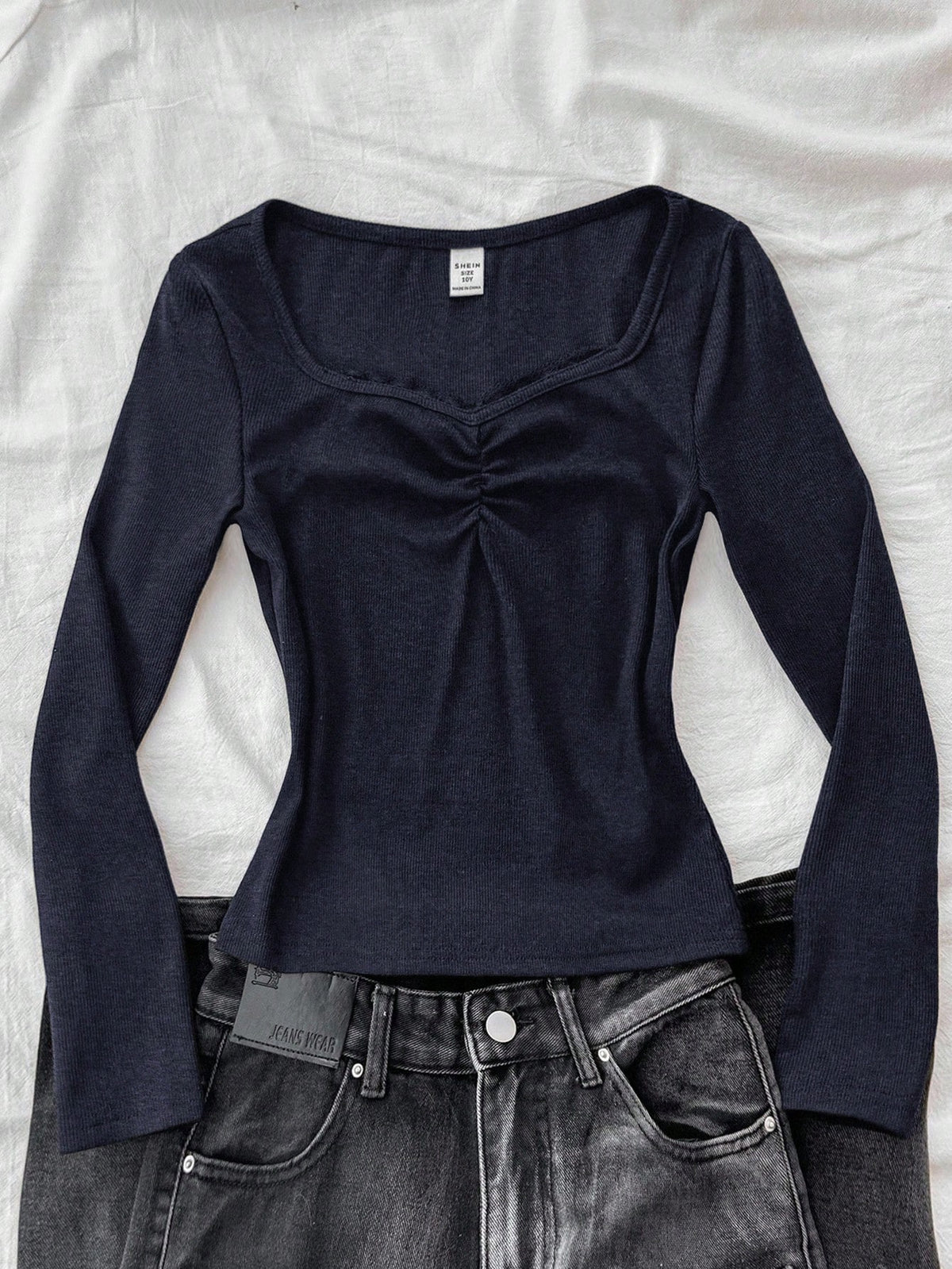 Lace square neck fruched