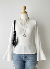 V neck flapper sleeves