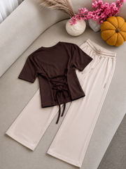 Corset Brown T-Shirt & Beige Flapper Trouser
