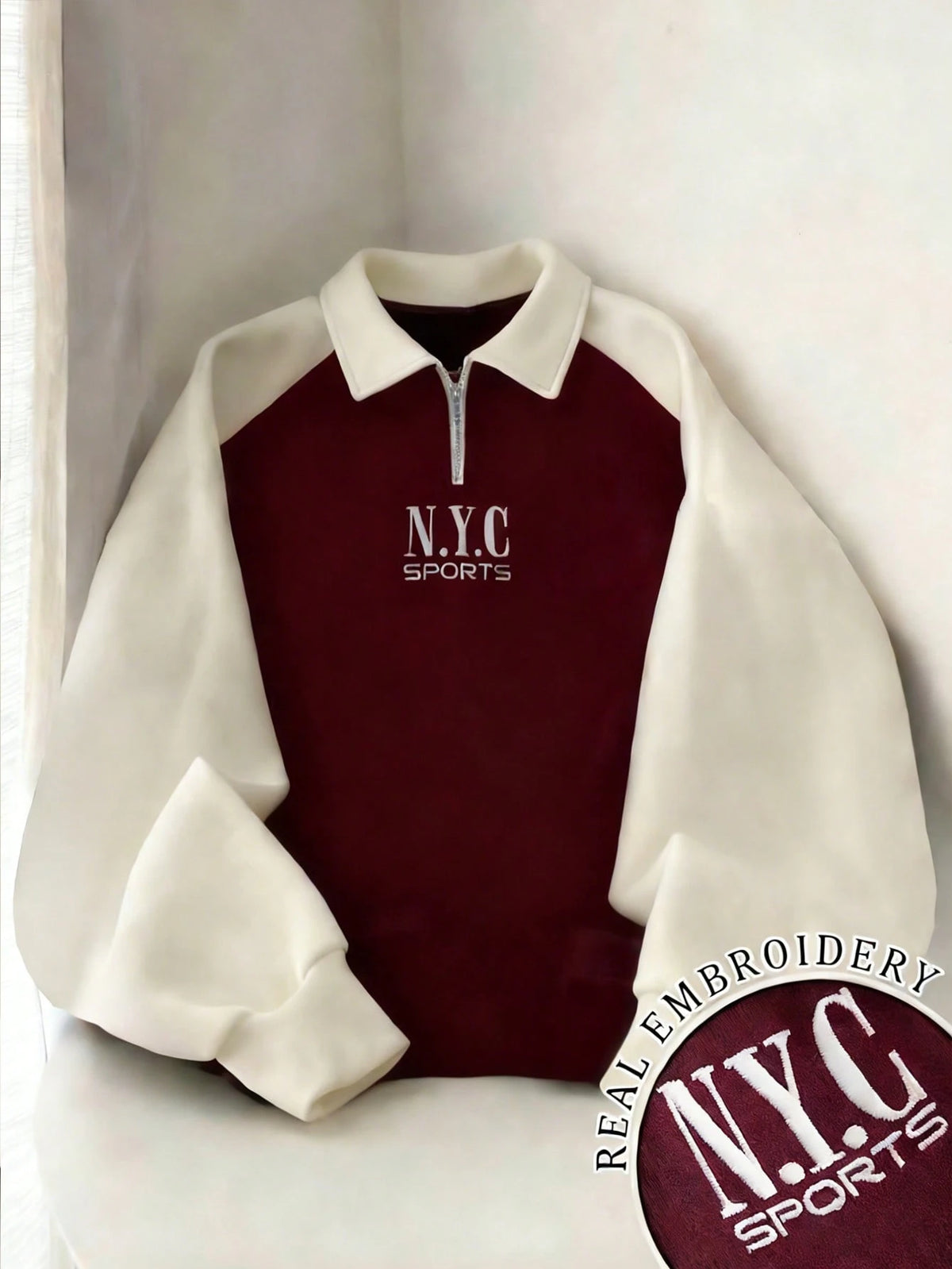 Raglan Half Zip Oversized Sweatshirt