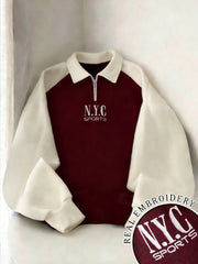 Raglan Half Zip Oversized Sweatshirt