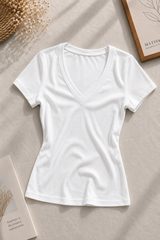 V-Neck Ribbed Fitted Top