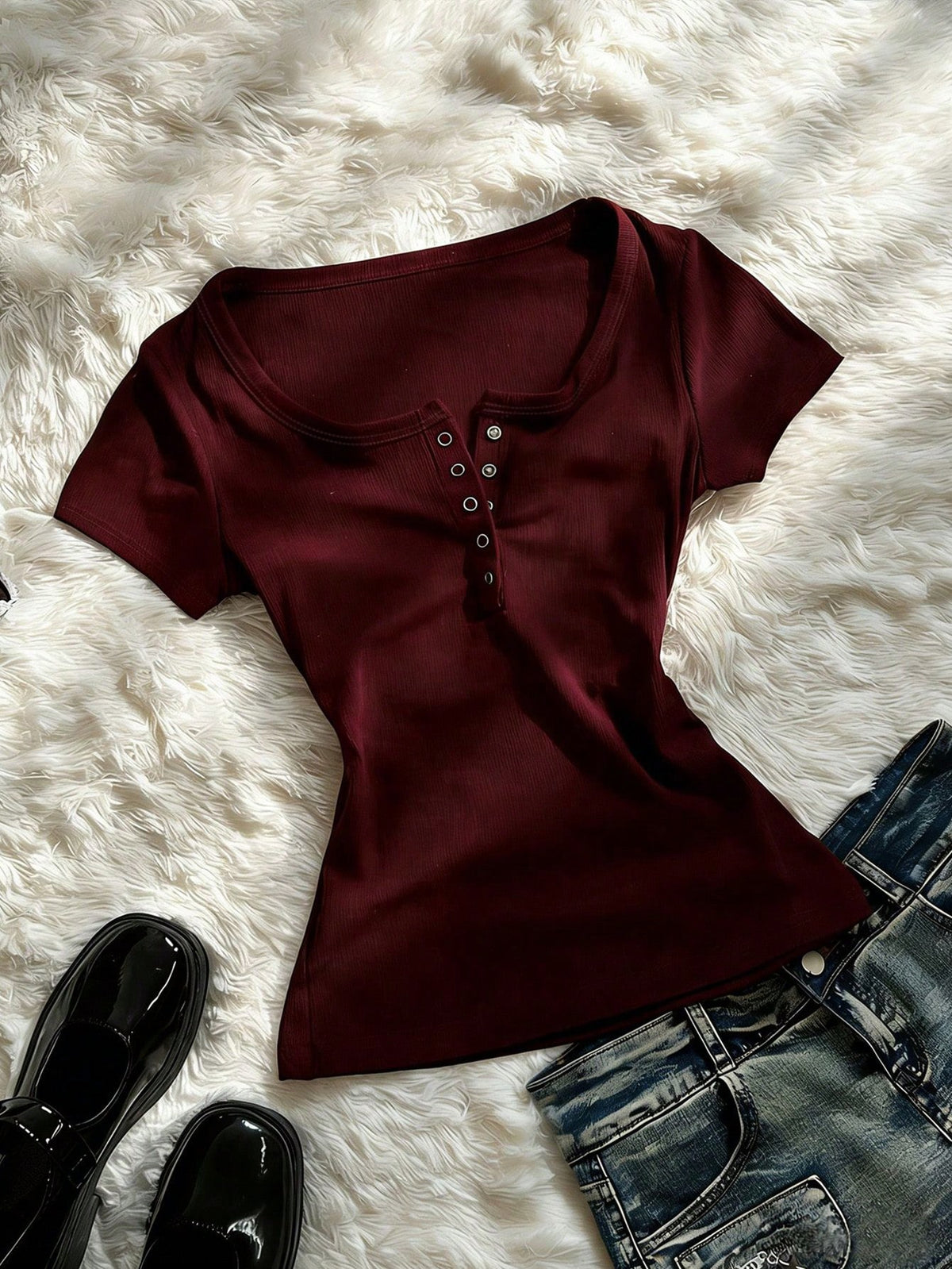 Basic henley half sleevs