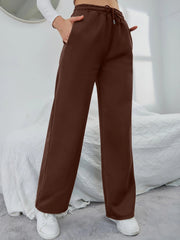 Drawstring Waist Wide Leg Trouser