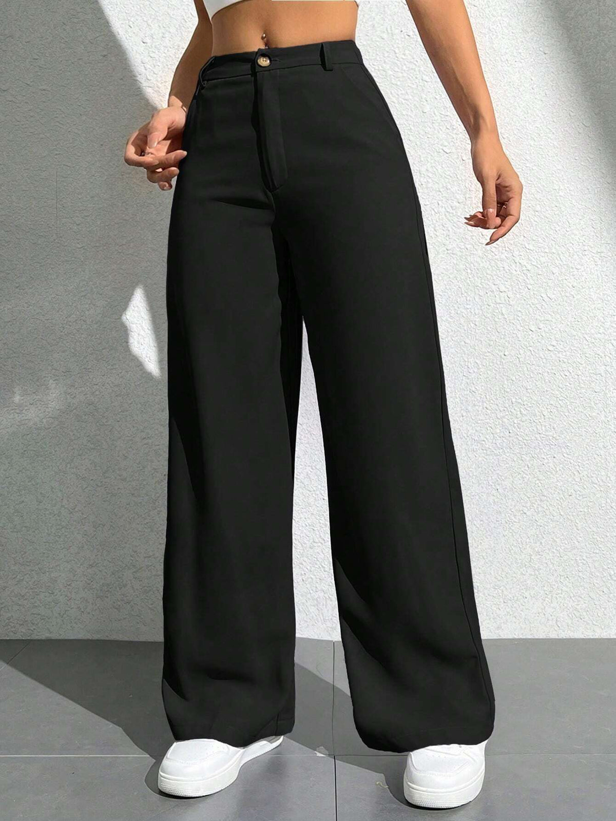 High-Waisted Ripped Wide Leg Jeans