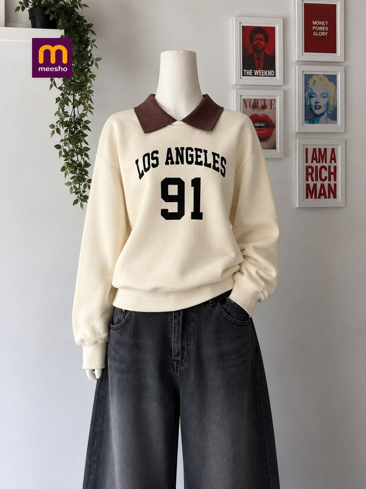 Contrast Collar Los Angeles Sweatshirt