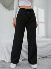 Drawstring Waist Wide Leg Trouser
