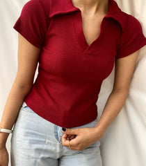 Ribbed V-Polo