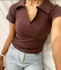 Ribbed V-Polo