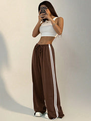 Side Strip Casual Wide Leg Trouser