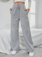 Drawstring Waist Wide Leg Trouser
