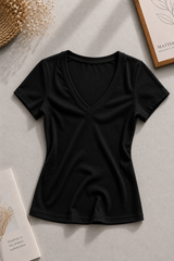 V-Neck Ribbed Fitted Top